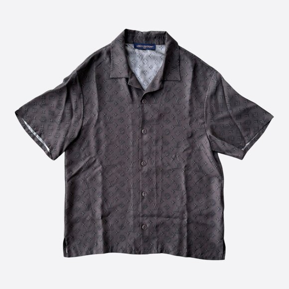 Louis Vuitton Brown Monogram Silk Button Up Shirt - Picture 1 of 9